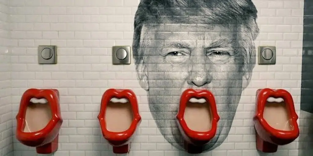 Trump urinal representing spewing election lies