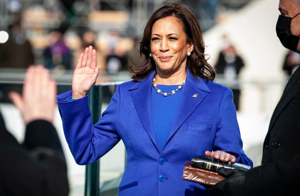 Kamala Harris being sworn in as Vice President 